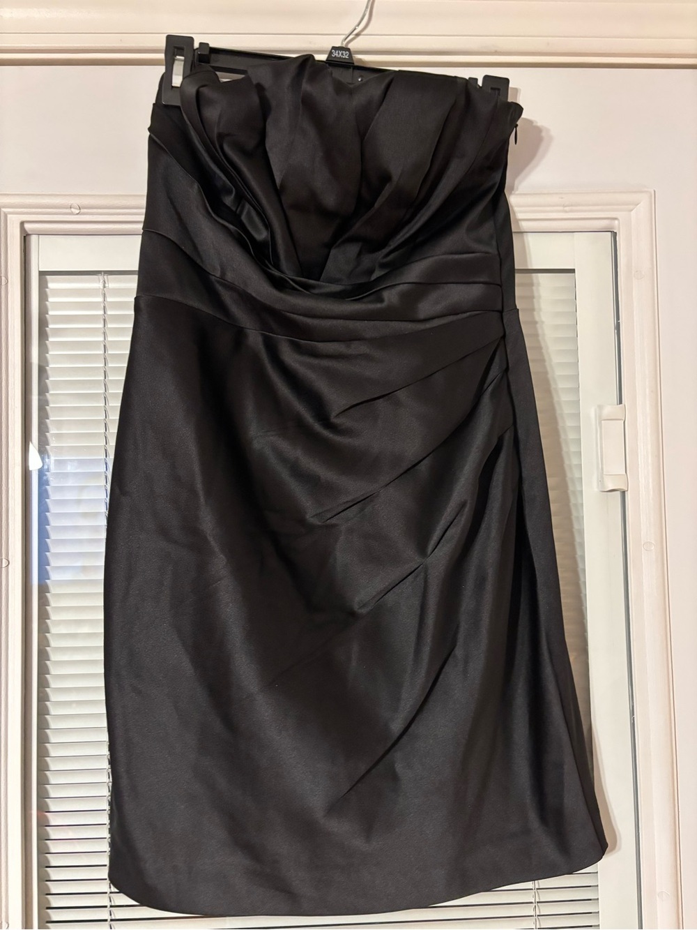 Express Strapless Black Cocktail Dress with Draped Bodice